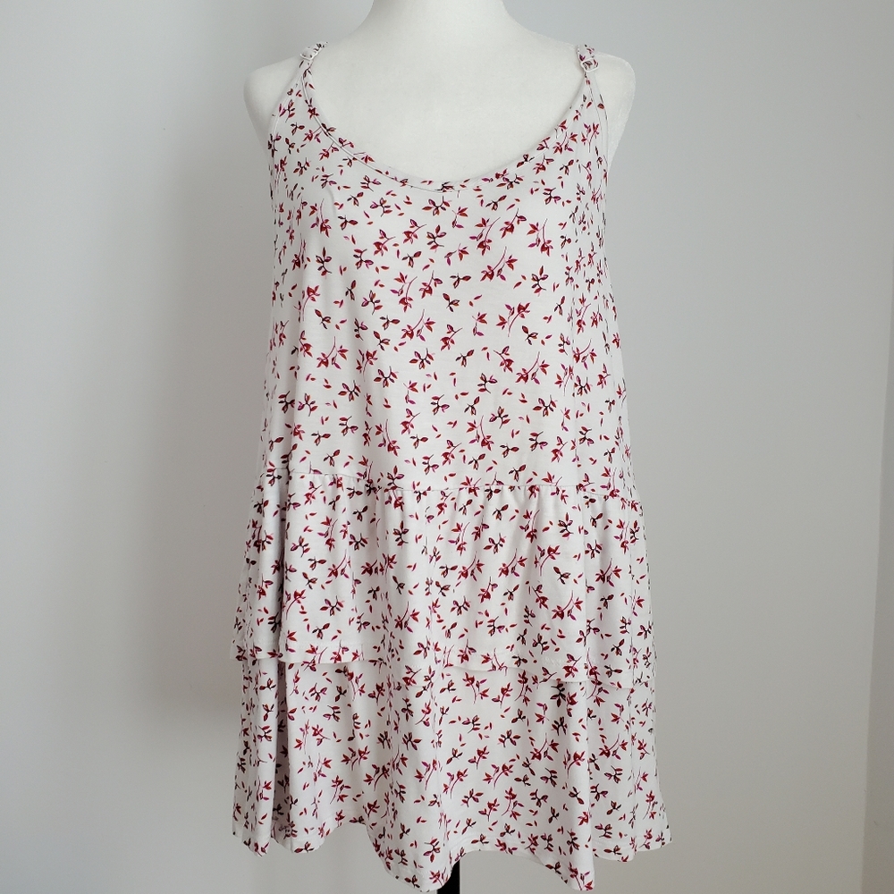 Addition Elle Printed Tiered Tank Size 1X